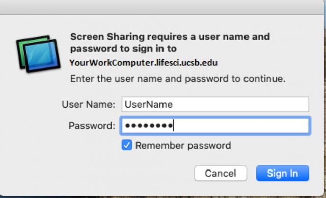 Username and password