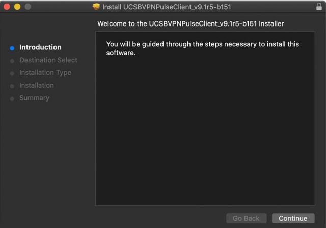 Press continue for each step in installer