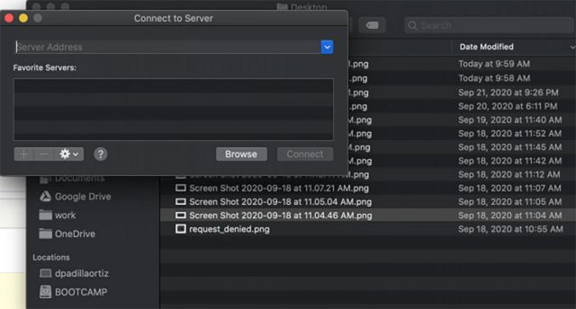 Open "Connect to server"