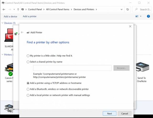 Add using TCP/IP address