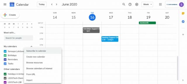 Subscribe to calendar