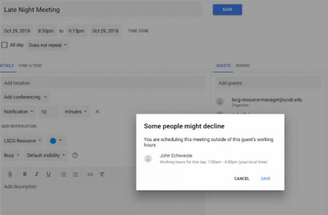 Out of Office Warning