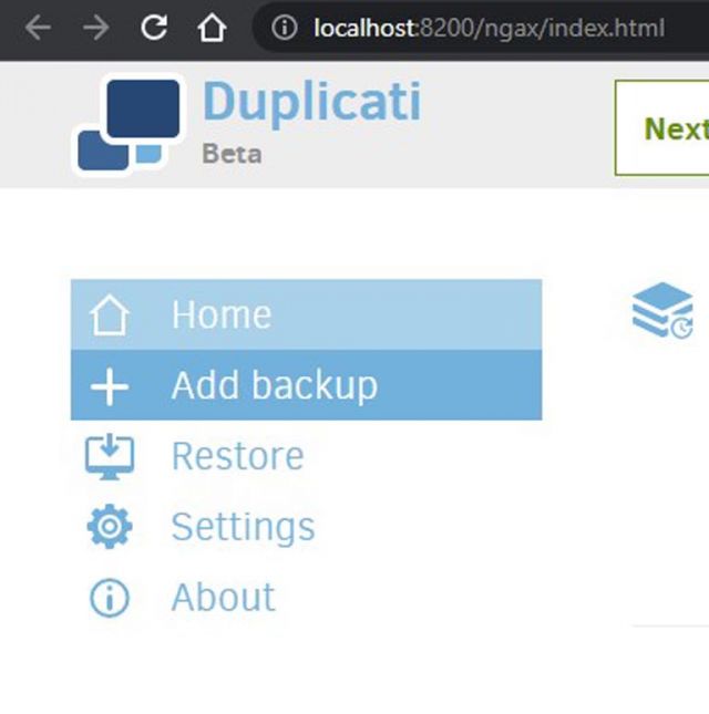 Select "Add backup"