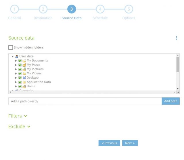 Choose what you want backed up